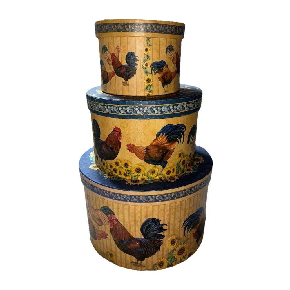 Sunrise Keepsake Box Set Gift Storage Hen Rooster Nesting Rustic Farmhouse (3)